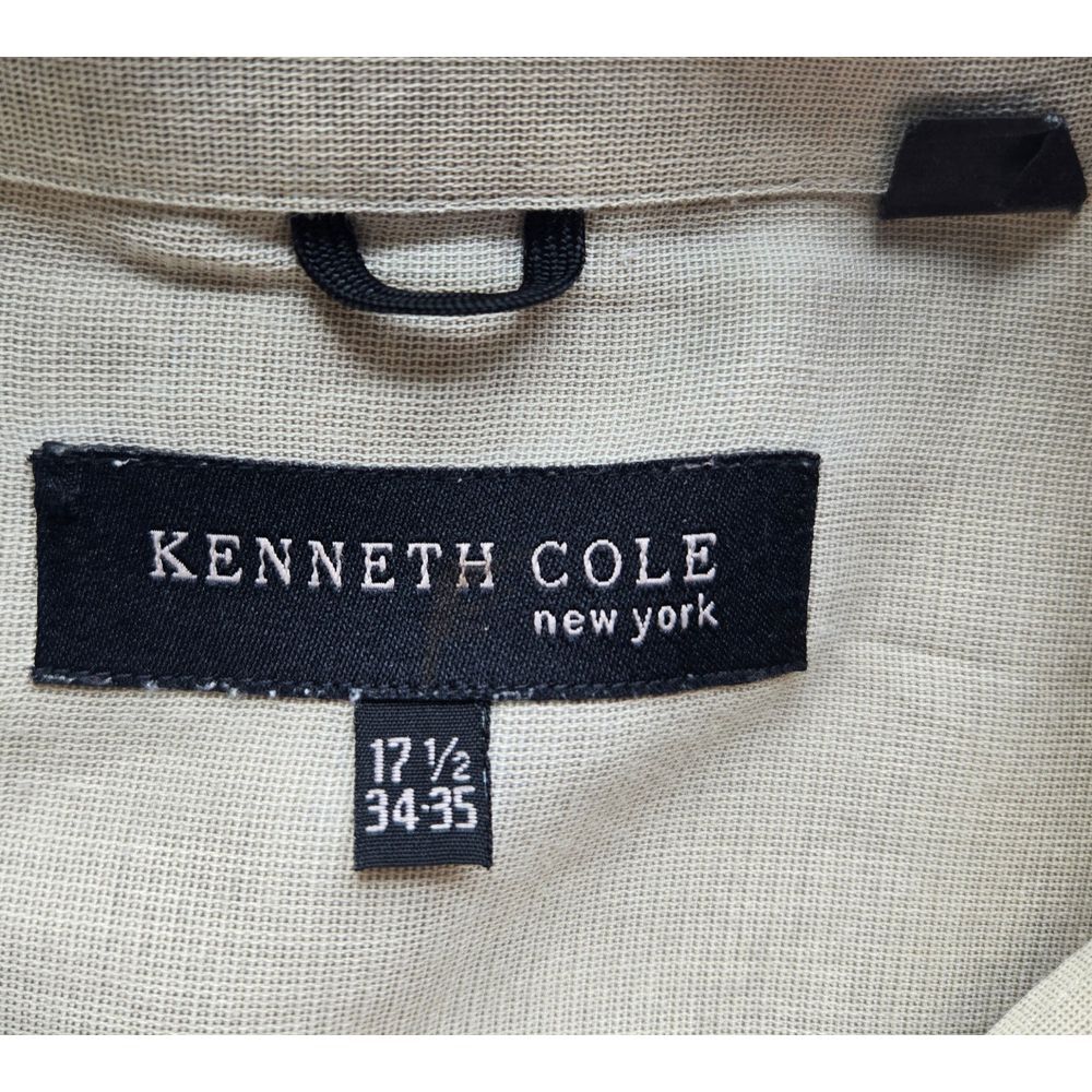 Kenneth Cole New York Shirt Mens 17.5 34-35 Tan Long Sleeve Button Classy Casual - Picture 6 of 8